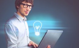 Business man working with his modern computer and virtual interf